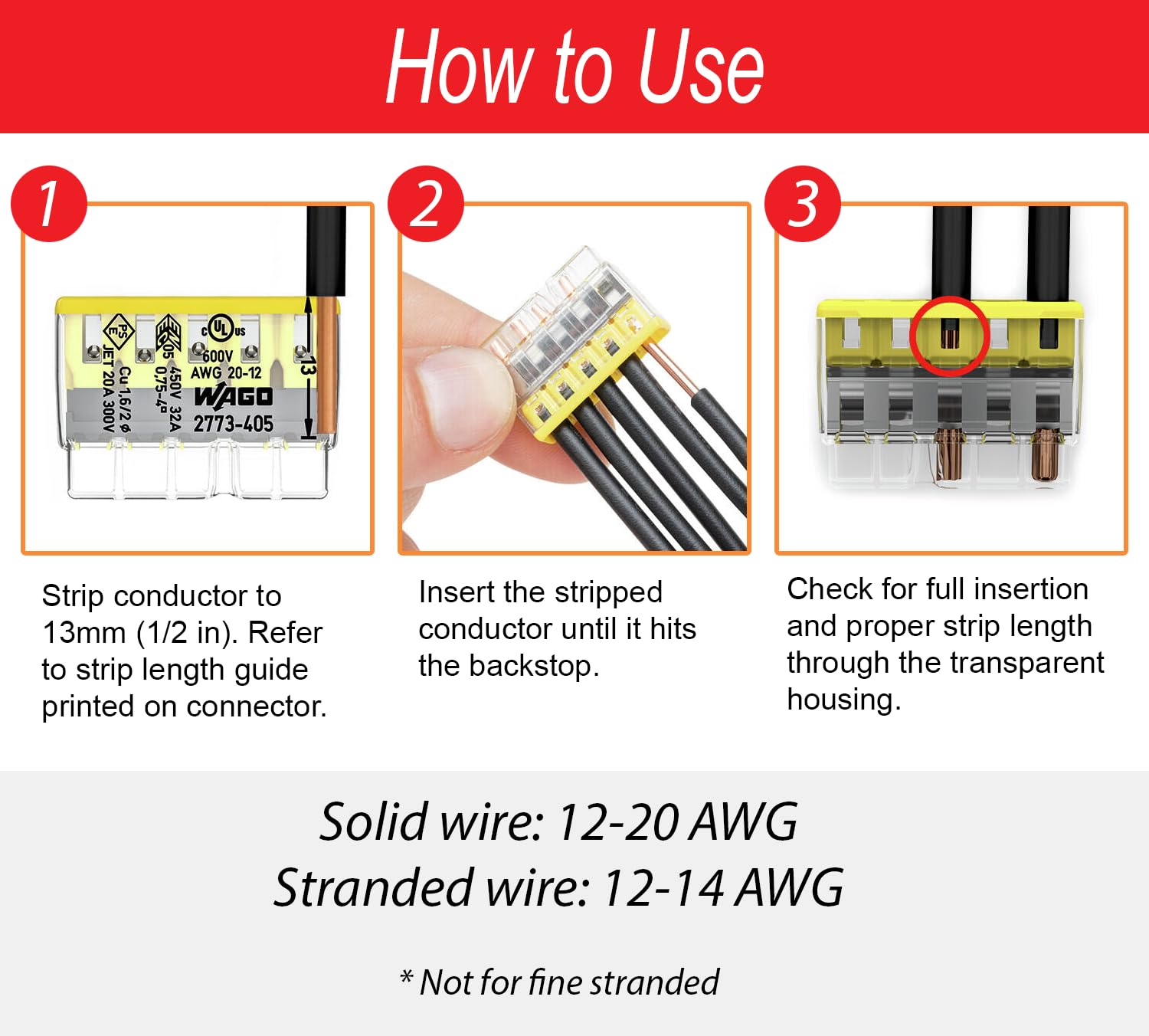 WAGO 2773 transparent housing allows quick visual confirmation during wiring.