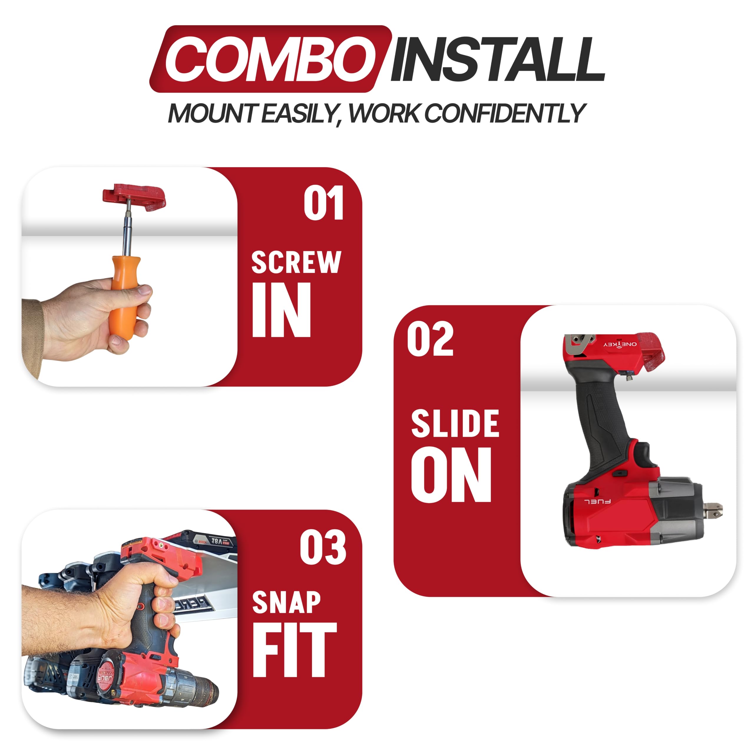 PERCH tool holder with drill bit area shows secure storage for Milwaukee bits