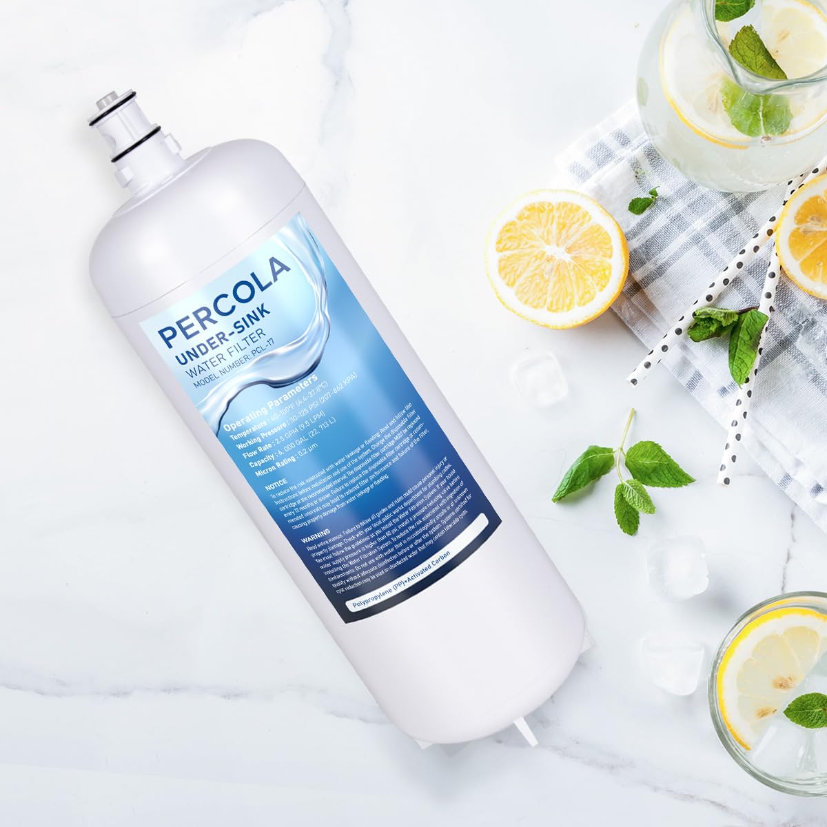 PERCOLA 1-pack replacement filter for under-sink full-flow systems