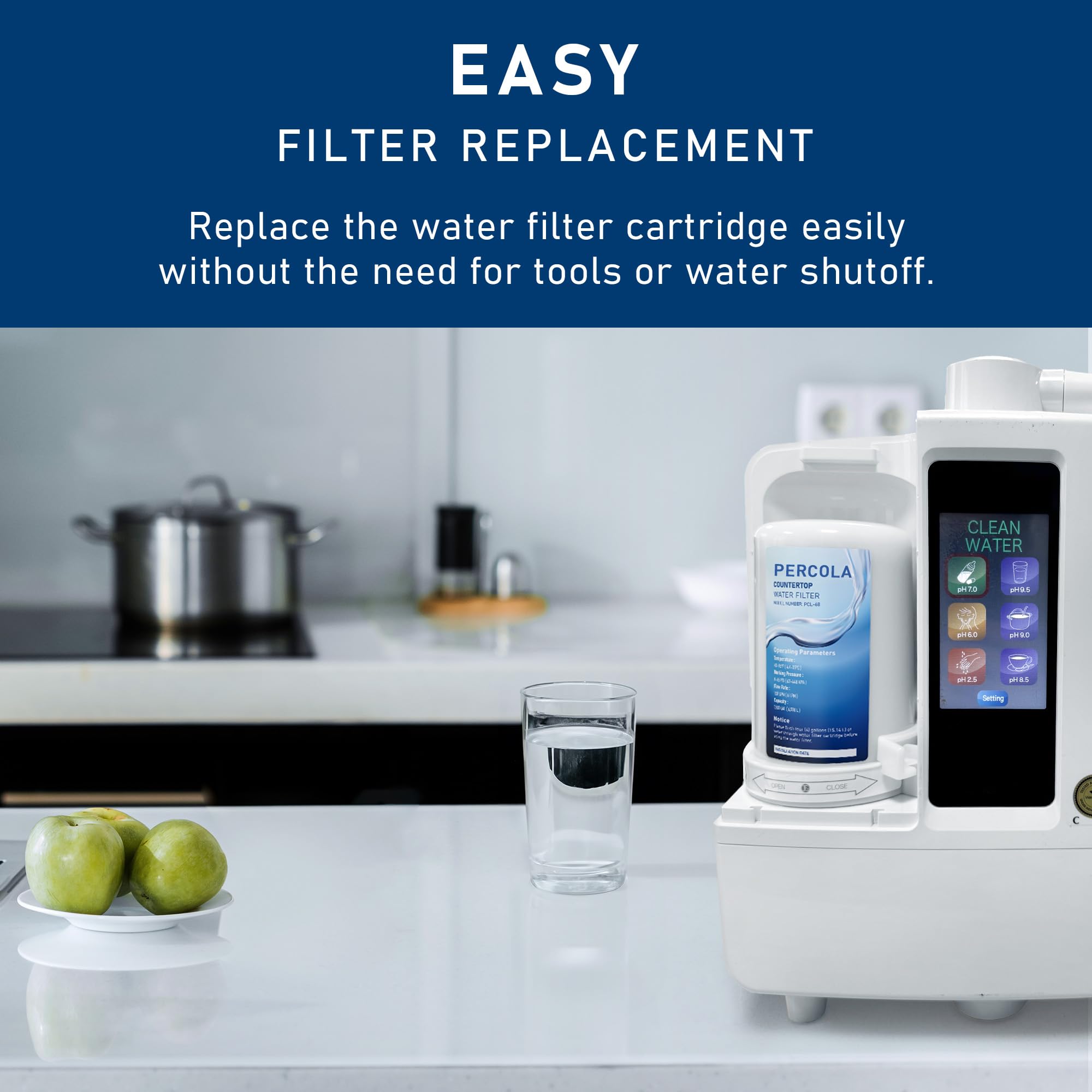 PERCOLA FC1 BPA-free materials ensure safe drinking water.