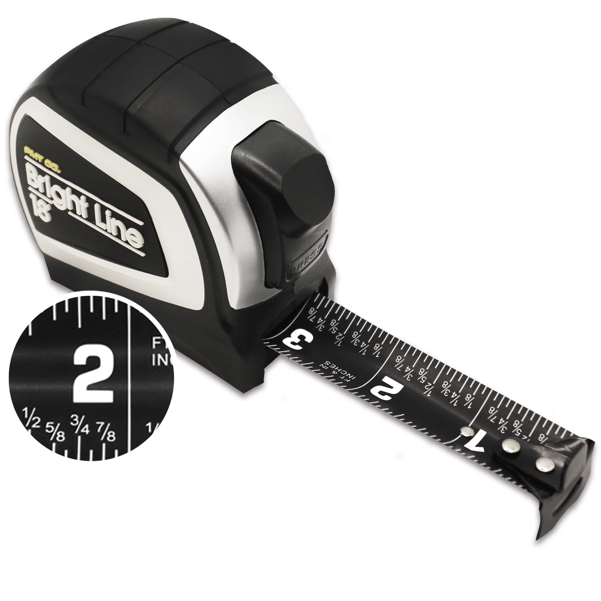 Perfect Measuring Tape BrightLine contrast readout makes measurements easy in dim light.