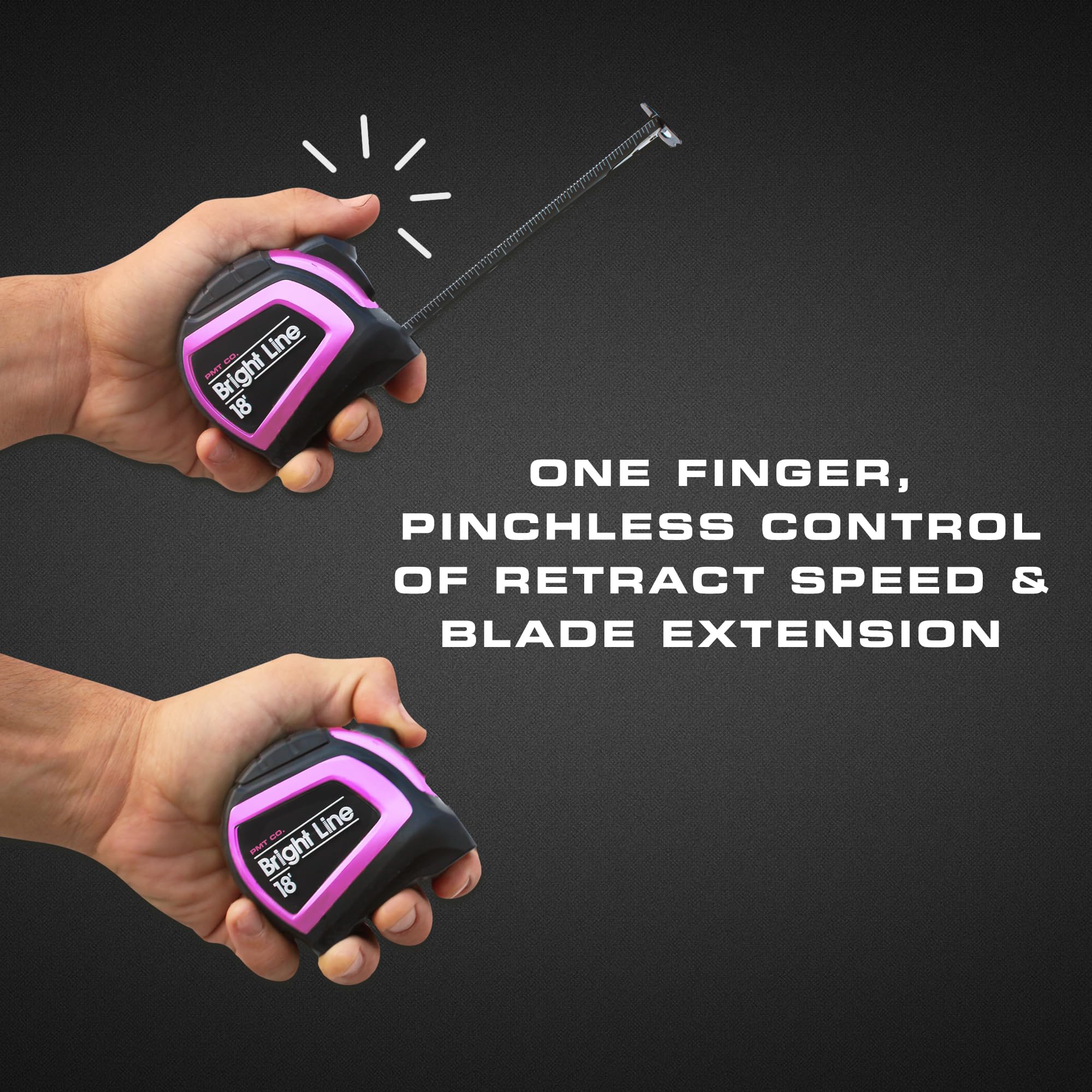 PERFECT MEASURING TAPE Pink BrightLine easy to spot in tool bags and sites.