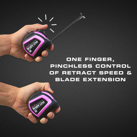 PERFECT MEASURING TAPE Pink BrightLine easy to spot in tool bags and sites.