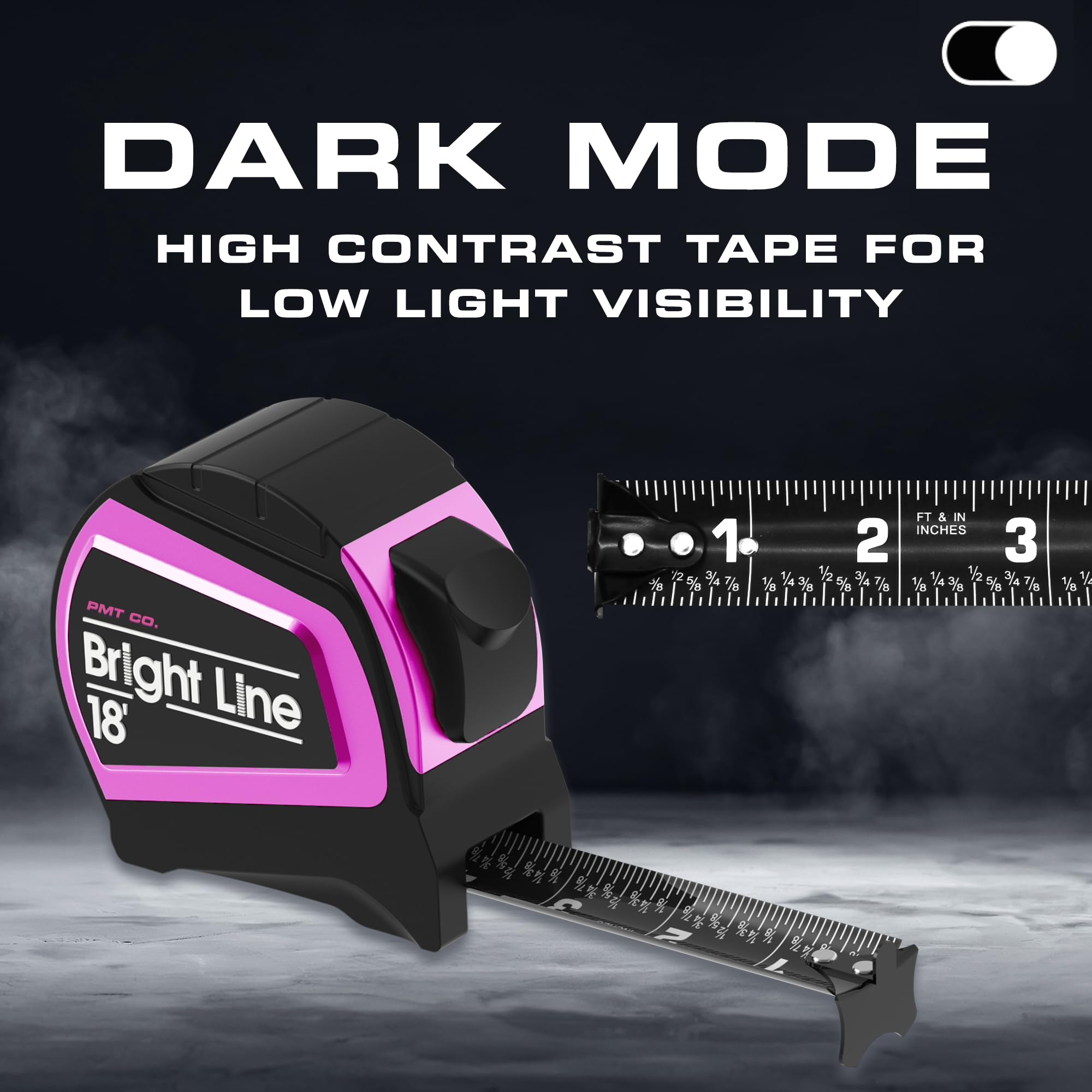 PERFECT MEASURING TAPE BrightLine dual-sided design improves readability for quick measurements.