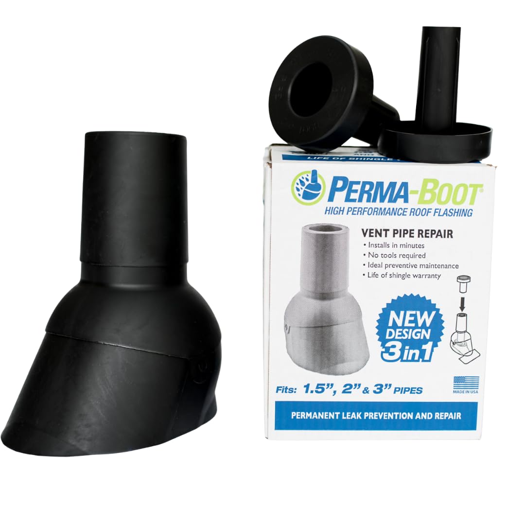 Perma-Boot pipe boot overview shows adjustable flashing for versatile roof vent leaks prevention.