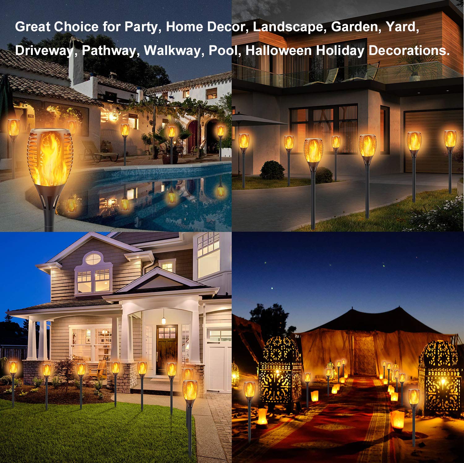 Permande easy-installation garden torches with sturdy stakes.