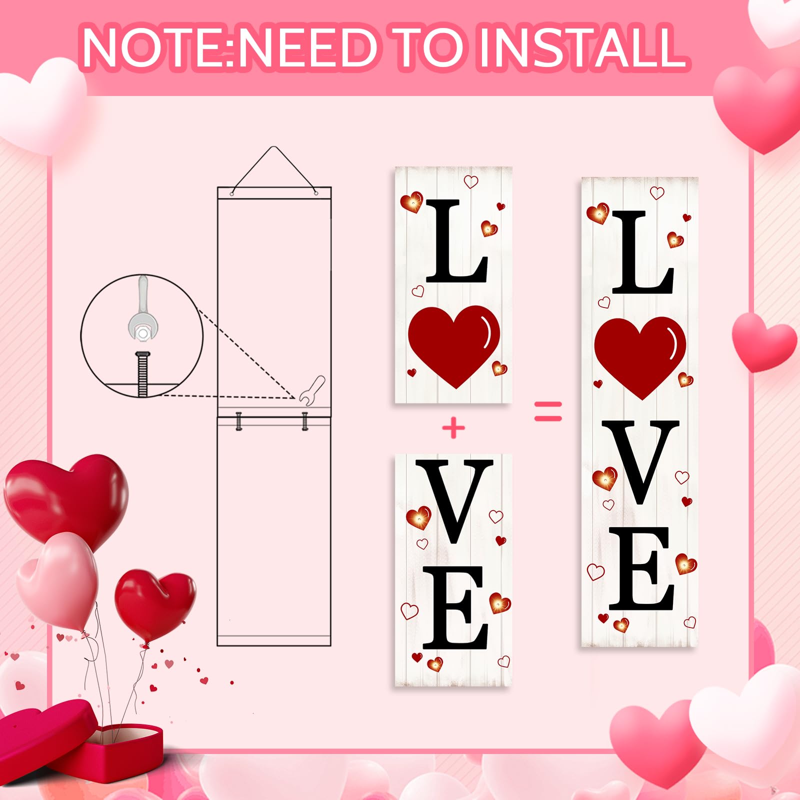 PEROUU LED-lit sign provides a subtle nighttime Valentine's glow.