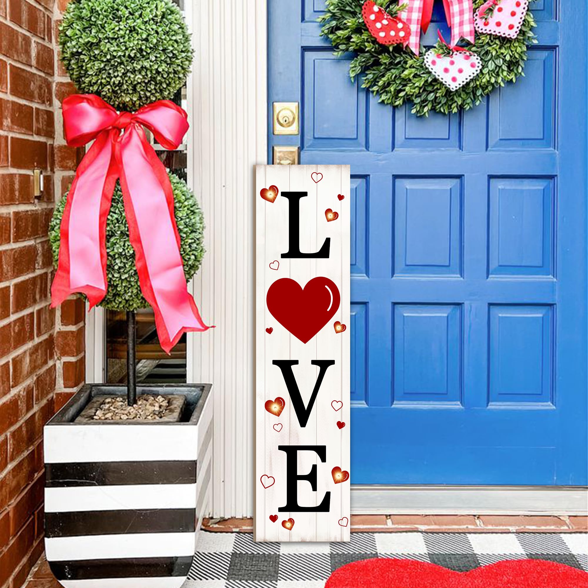 PEROUU lighted wooden love sign on porch, cozy warm glow for welcoming entry.
