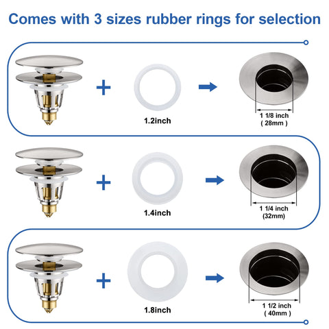 Sink stopper anti-clog filter captures hair to prevent clogs.