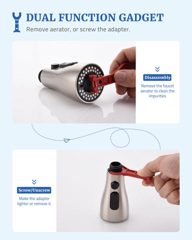 PerPaiMe spray mode shows wide-area cleaning for pots and sink corners.