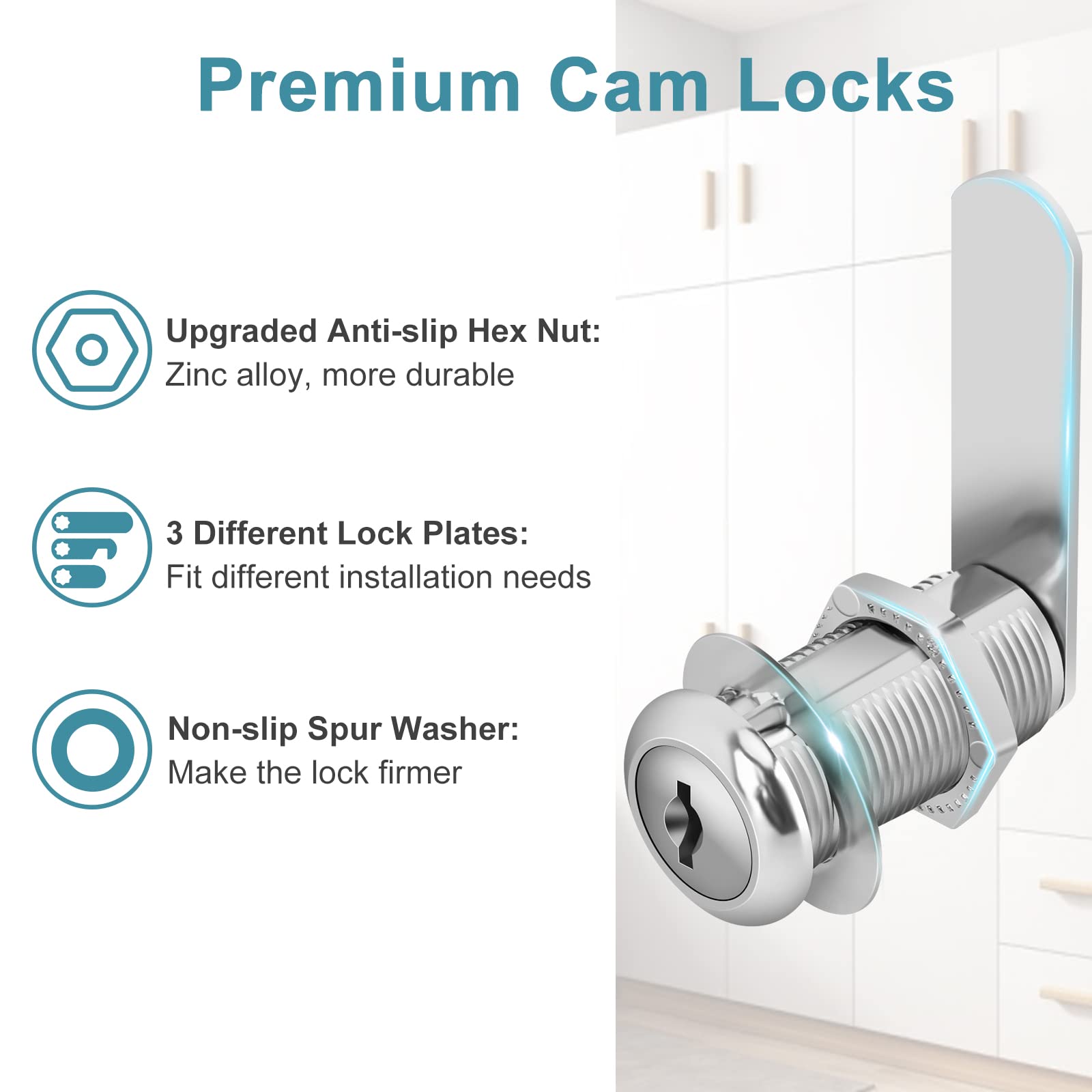Pertinel chrome-plated cam lock showing corrosion resistance