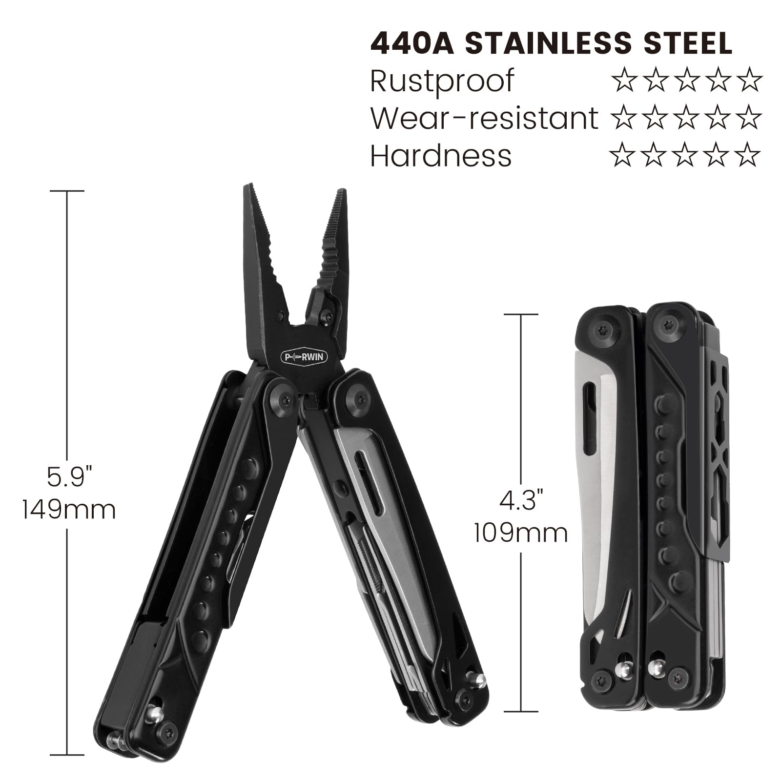 PERWIN multitool knife blade ready for precise cutting on camping trips