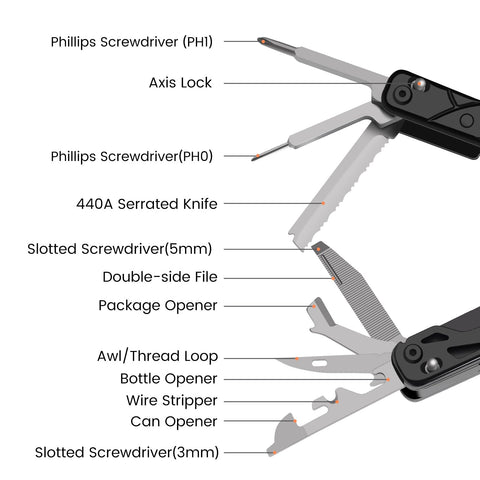 PERWIN multitool serrated knife ideal for tough materials