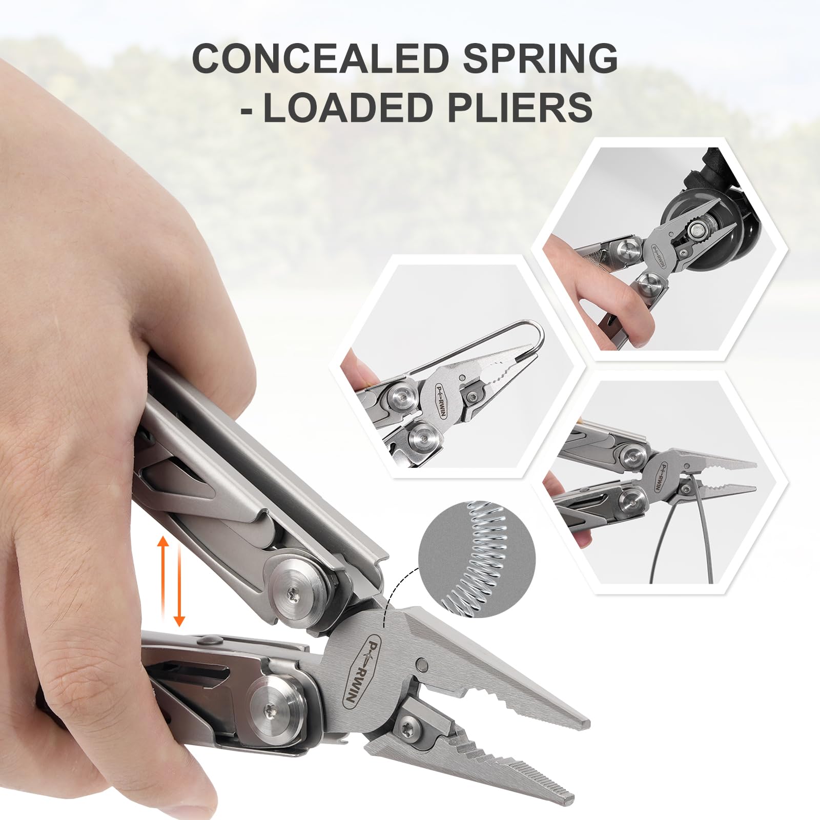 PERWIN multitool scissors ready for precise trimming during camping.