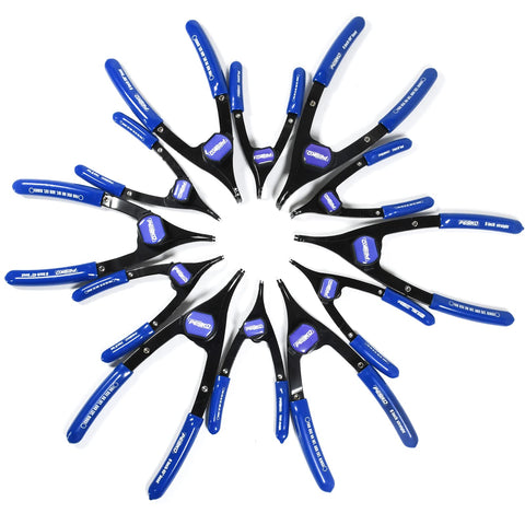 PESIKO convertible snap ring pliers with switch button for fast internal/external ring changes.