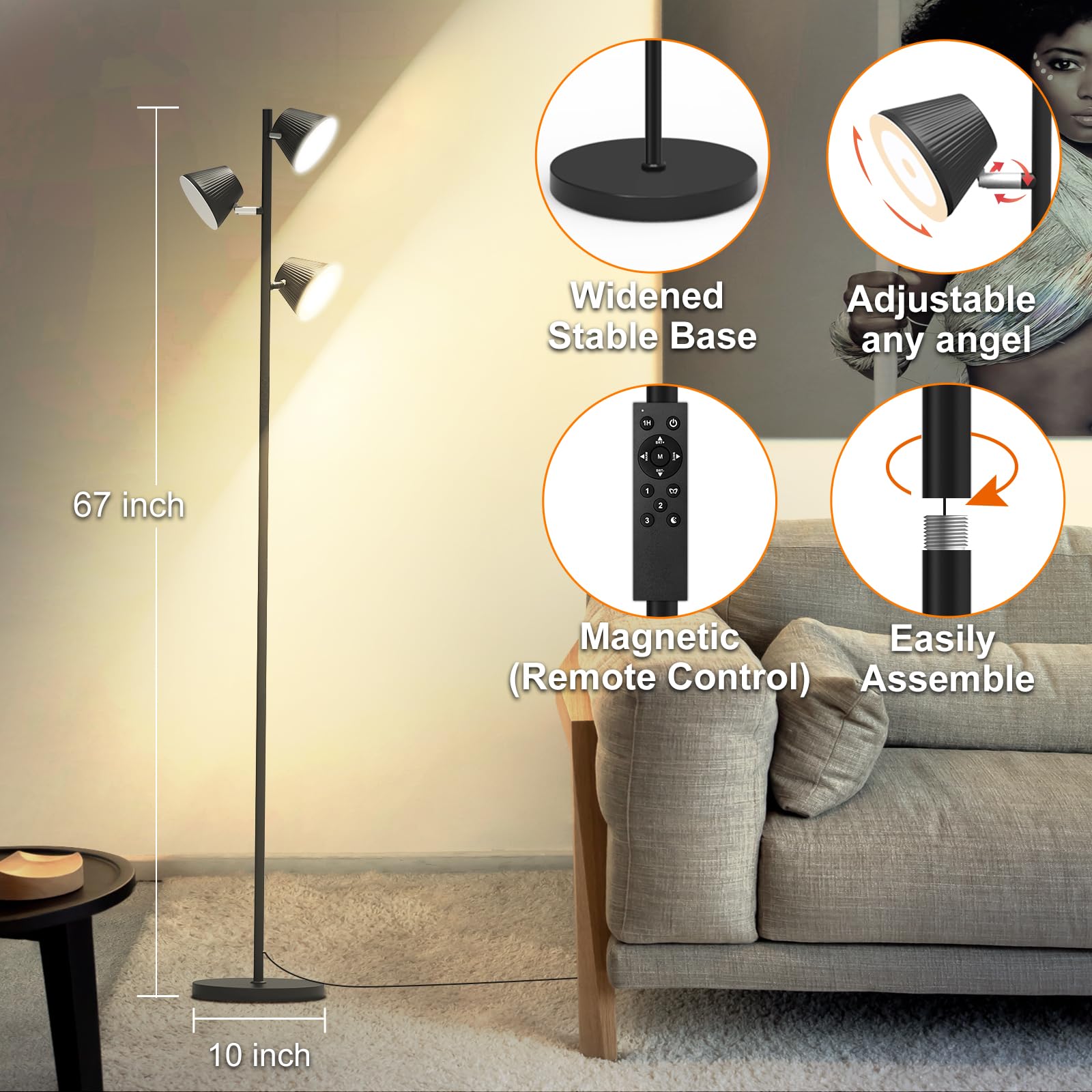 Pesken 42W LED Tree Floor Lamp assembly is quick and simple.