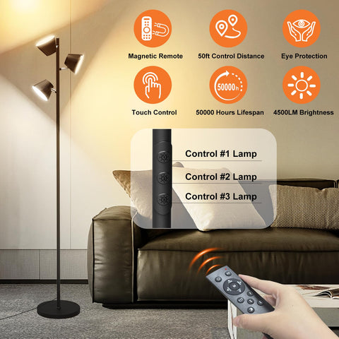 Pesken 42W LED Tree Floor Lamp emits soft, eye-friendly light.