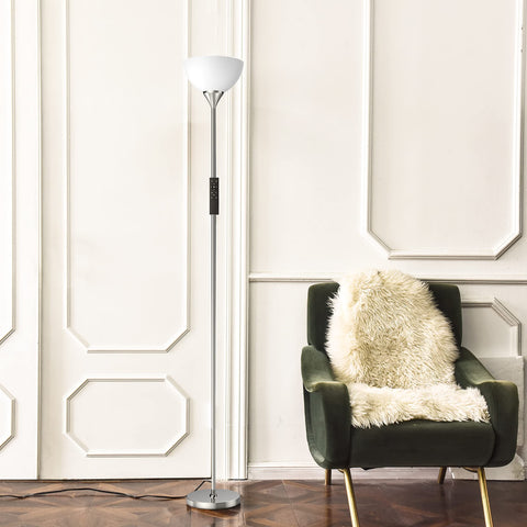PESRAE easy-assembly torchiere lamp with simple screw-together pole