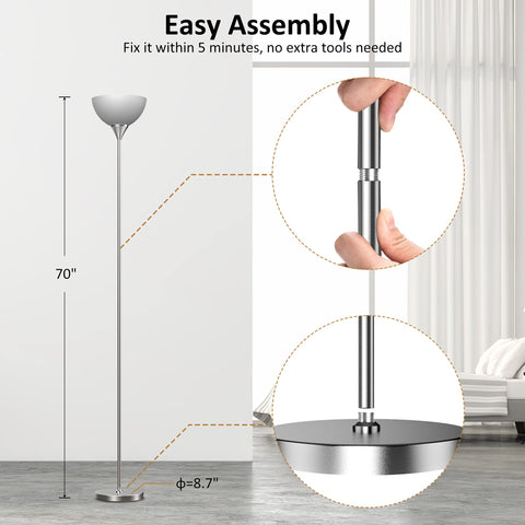 PESRAE floor lamp with included LED bulb for immediate use