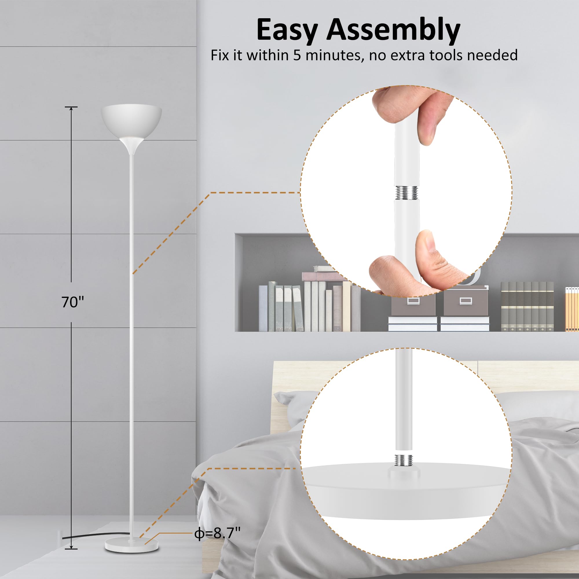 PESRAE floor lamp foot-switch — flexible control option near seating.