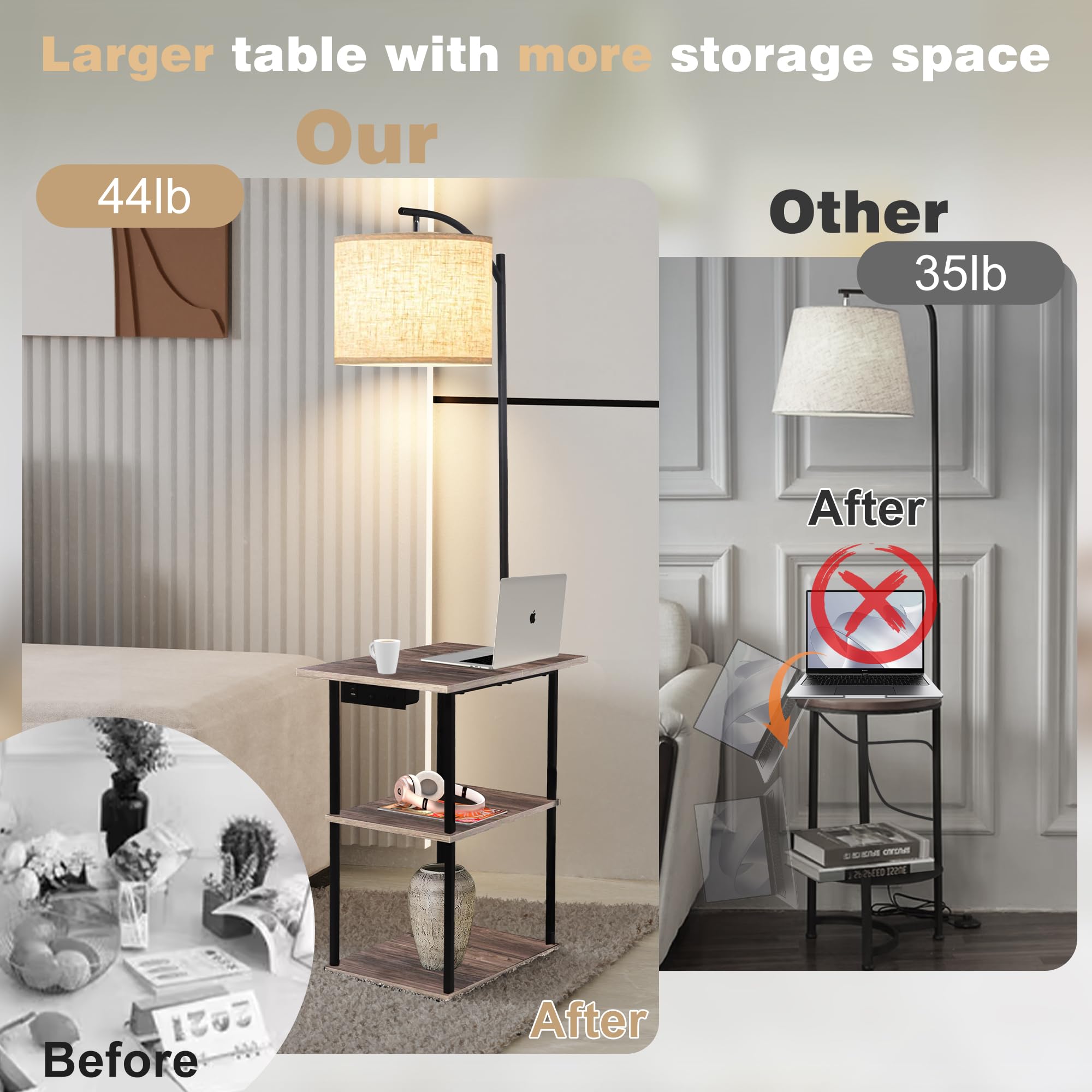 PESRAE quick-assembly floor lamp brightens bedroom or office quickly