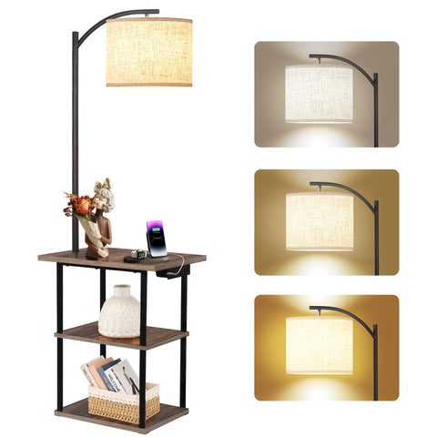 PESRAE floor lamp table base with shade showcases sturdy bedside setup and style