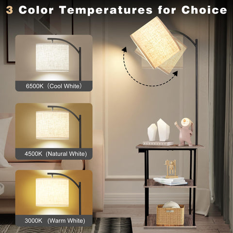 PESRAE floor lamp table USB Type-C dock highlights convenient device charging