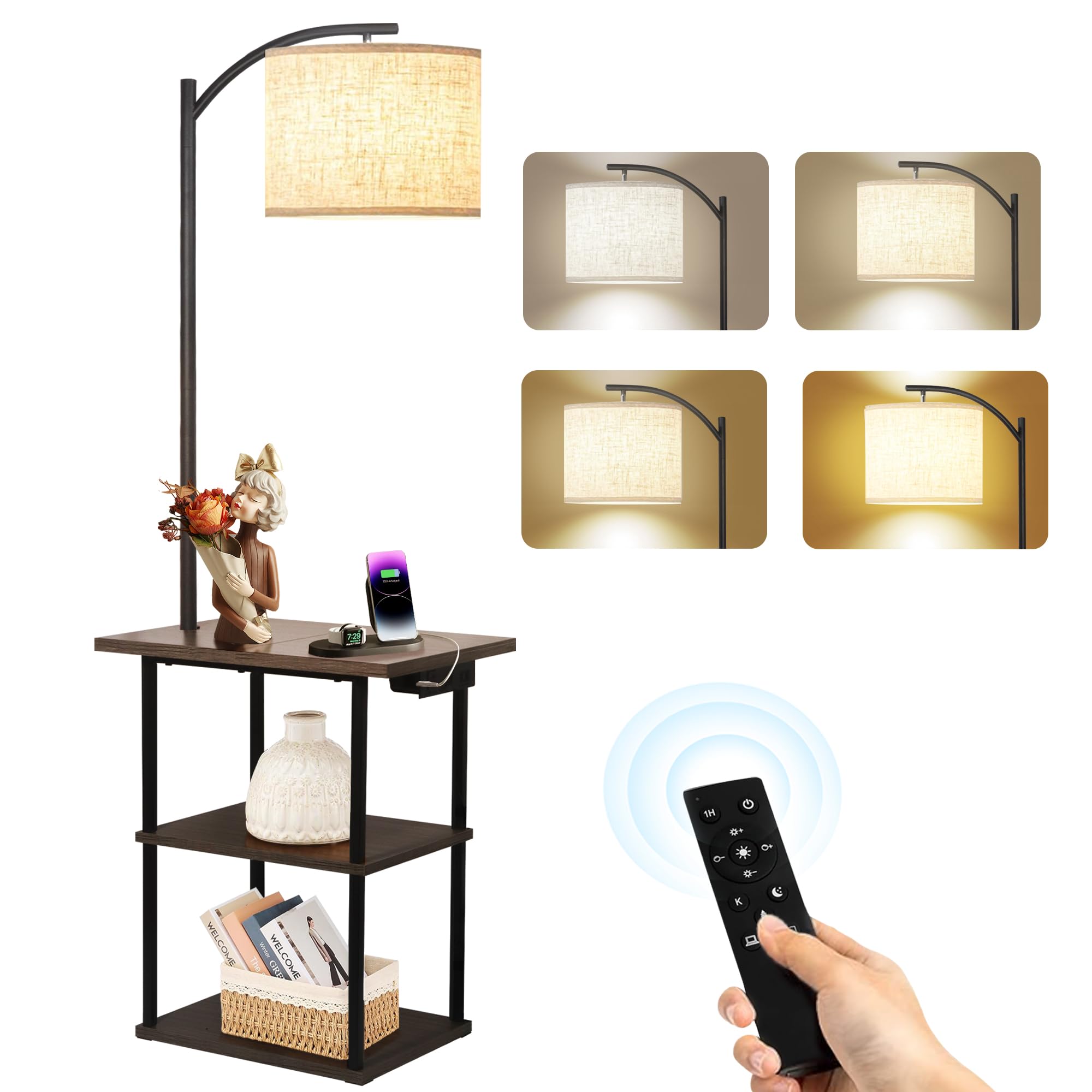 PESRAE floor lamp with end table and USB charging ready for living room setup