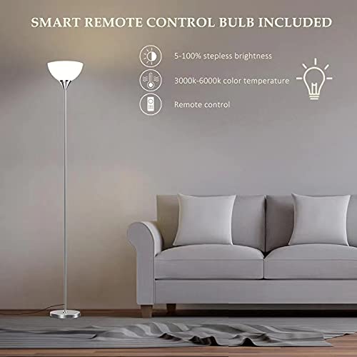 PESRAE torchiere lamp in a living room setup showing tall, space-saving design