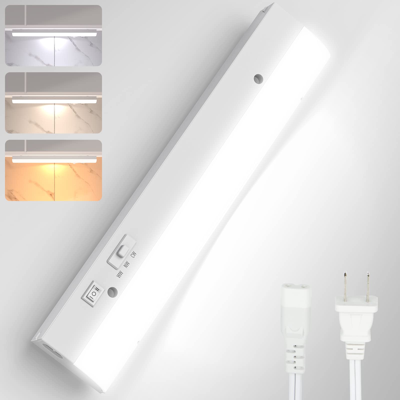 PESUTEN under-cabinet light 12-inch strip with adjustable color temperatures for kitchen tasks.