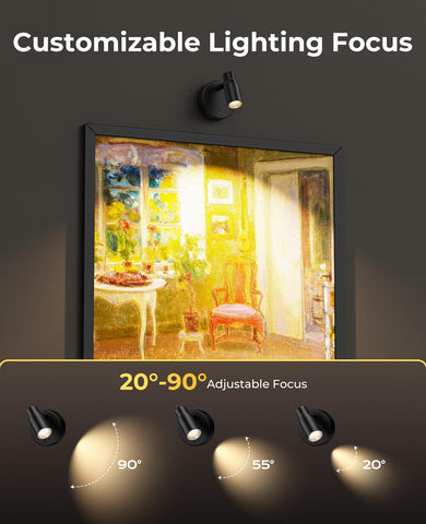 PESUTEN Spot Light arm rotation helps illuminate wall art from multiple angles.