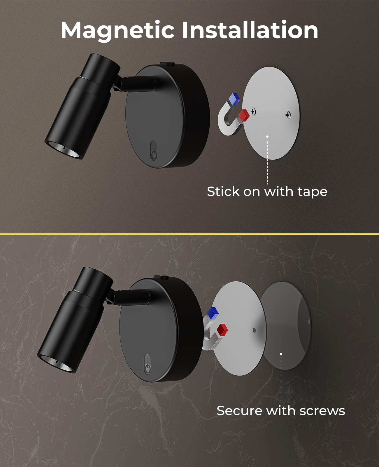 PESUTEN Magnetic charging keeps the lamp ready for use.