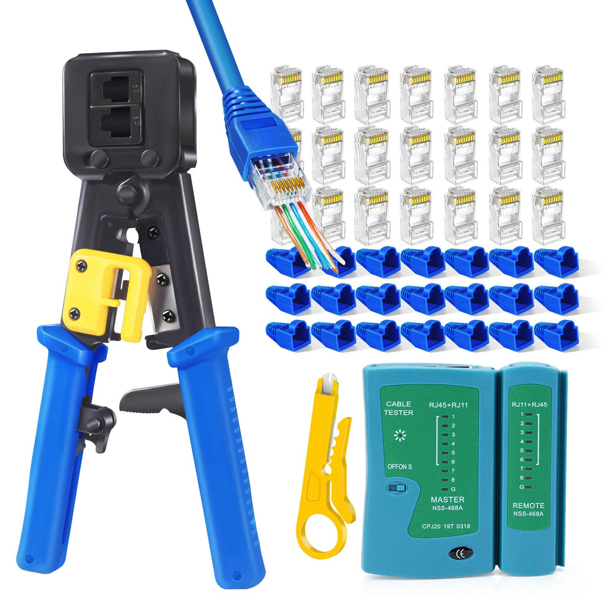 PETECHTOOL RJ45 crimp tool for precise pass-through terminations and easy network setup