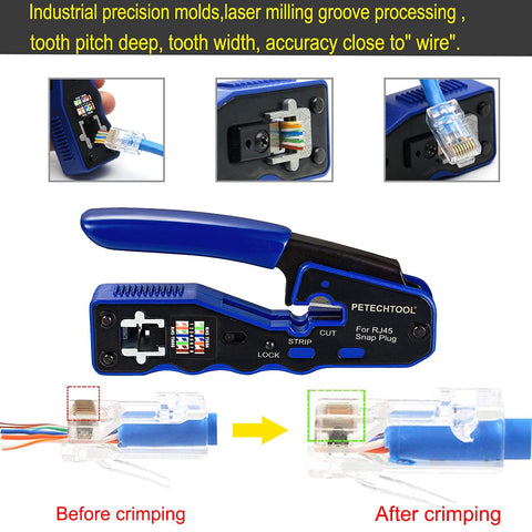 PETECHTOOL 10-pack Cat6 pass-through connectors for quick network installs.