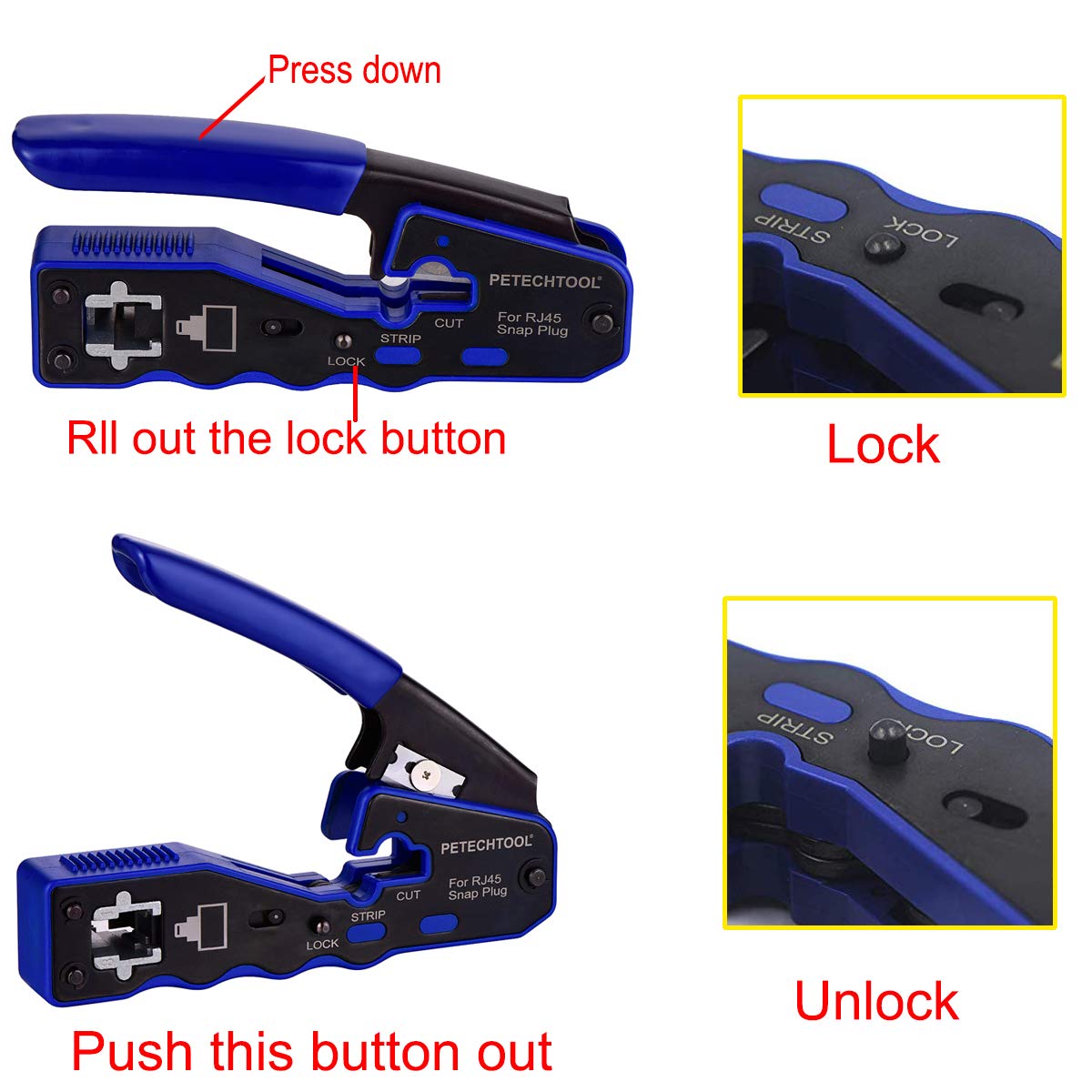 PETECHTOOL mini wire stripper for compact cable prep.