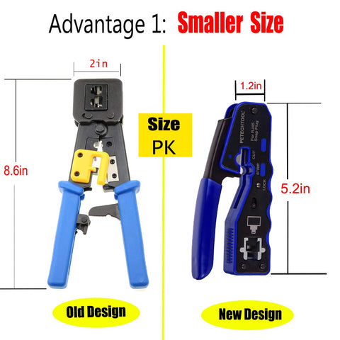 PETECHTOOL RJ45 crimp tool in package ready for setup.