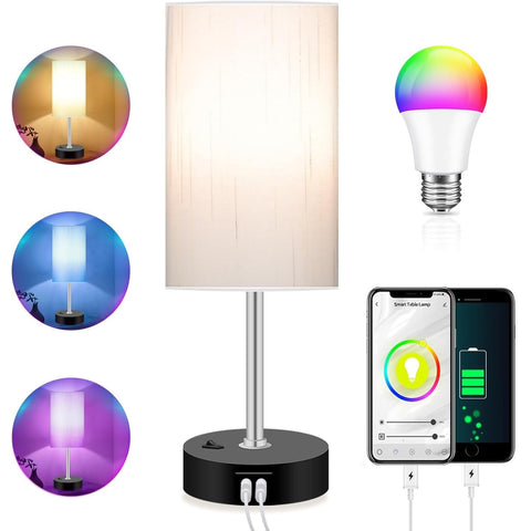 Peteme bedroom lamp with smart RGB bulb for versatile color control and ambiance.