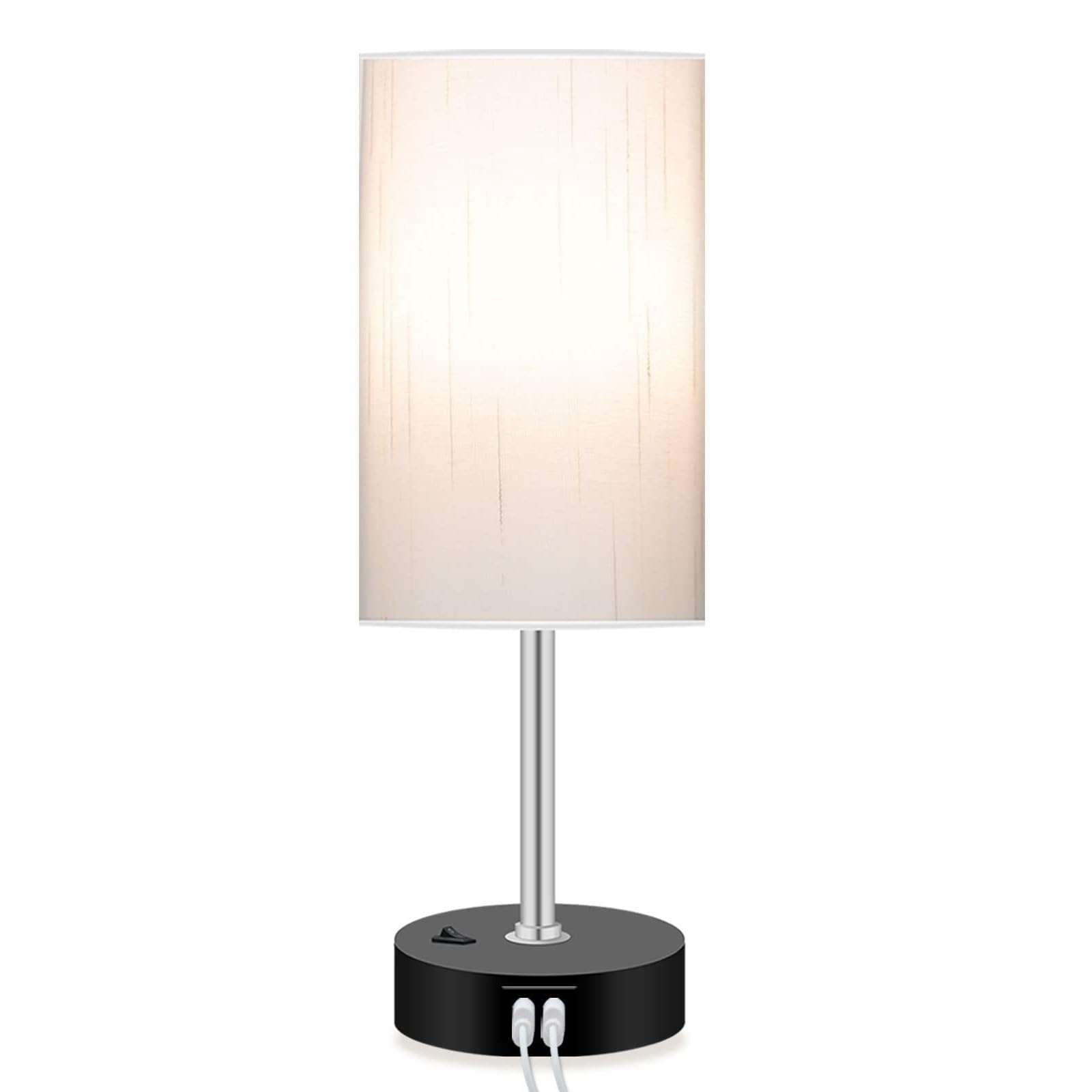 Peteme nightstand lamp with dual USB ports for charging devices.