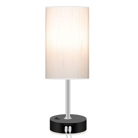Peteme nightstand lamp with dual USB ports for charging devices.