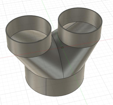 PETG dust collection splitter assembly showcases sturdy 3D-printed construction.