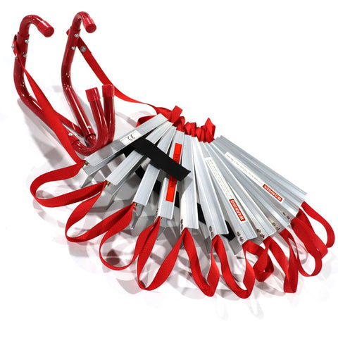 PetGirl fire escape ladder attached securely to window frames with anti-slip design.