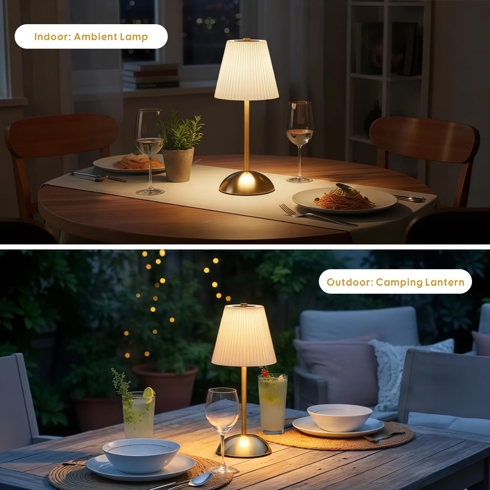 PetiitLyt bedroom and living room setup with elegant gold stem and shade