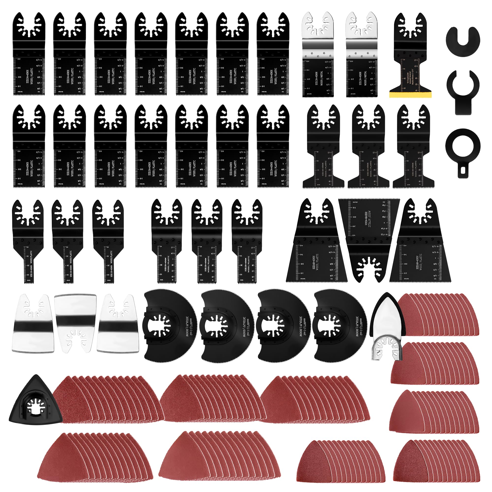 PETOX 159-piece oscillating saw blades kit in packaging, ideal for versatile home projects.