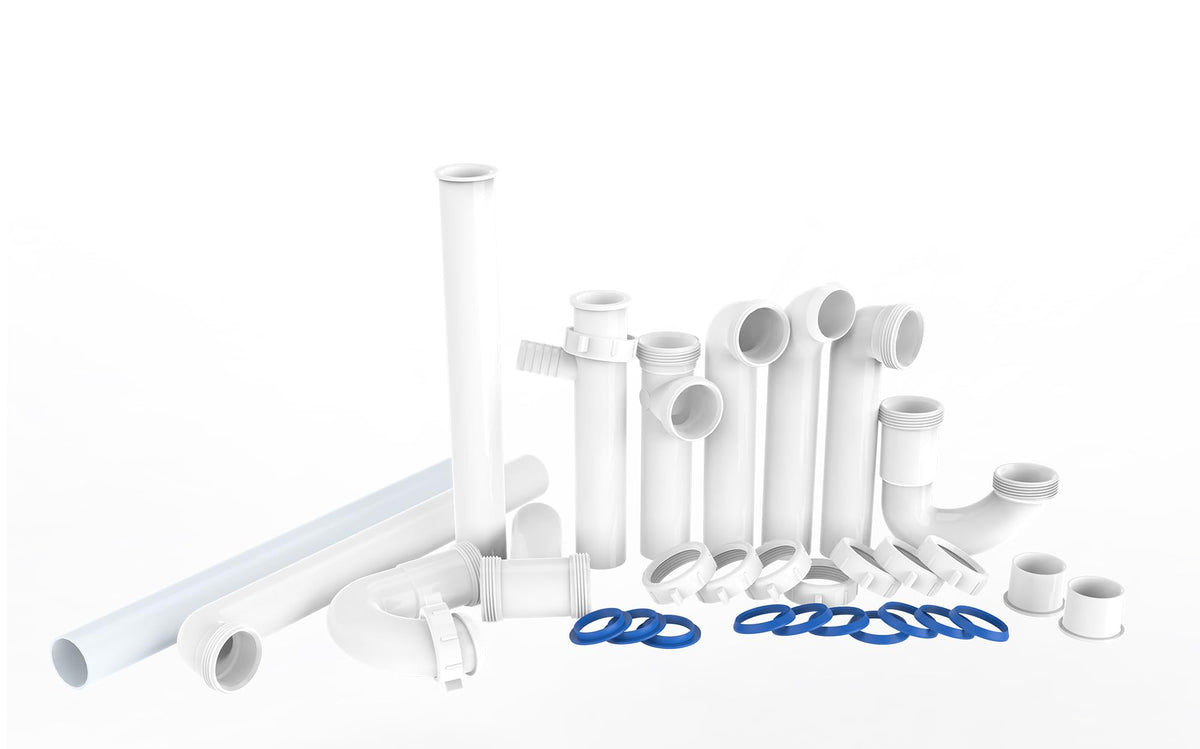 PetrelWing kitchen sink drain kit contents for quick, complete installation.