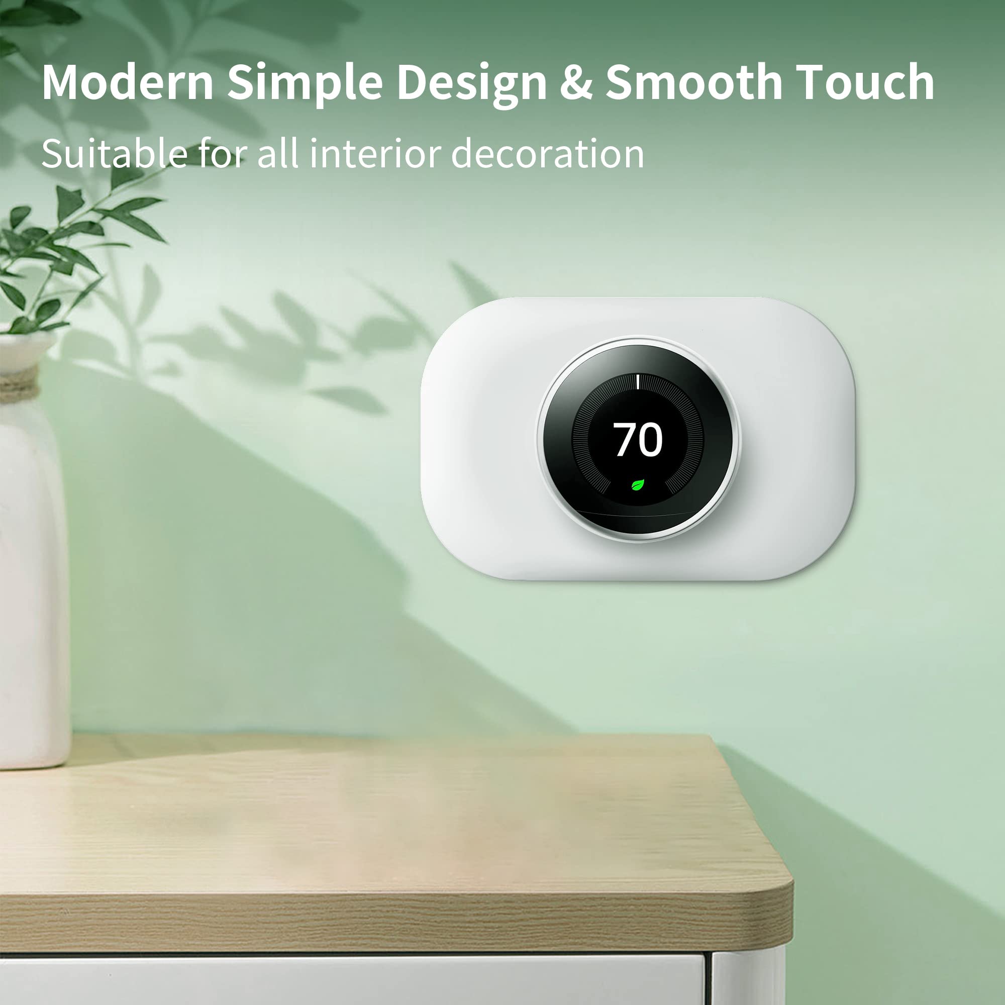 Petrichor Nest Thermostat plate features fingerprint resistant surface for a tidy appearance.
