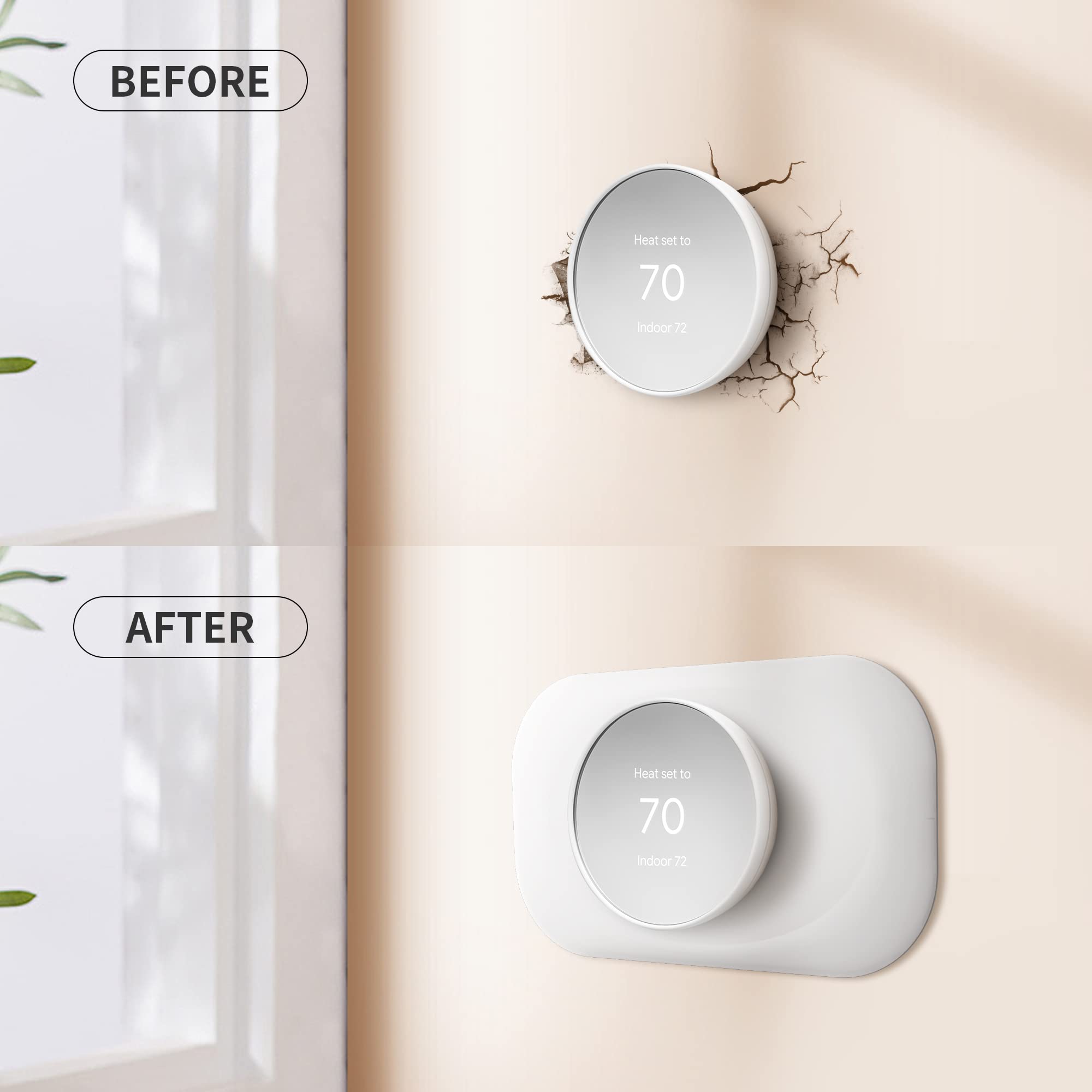 Petrichor Nest Thermostat Trim Snow covers old holes for a cleaner install