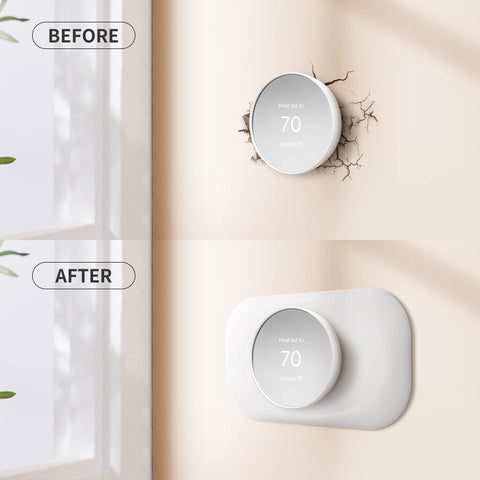 Petrichor Nest Thermostat Trim Snow covers old holes for a cleaner install