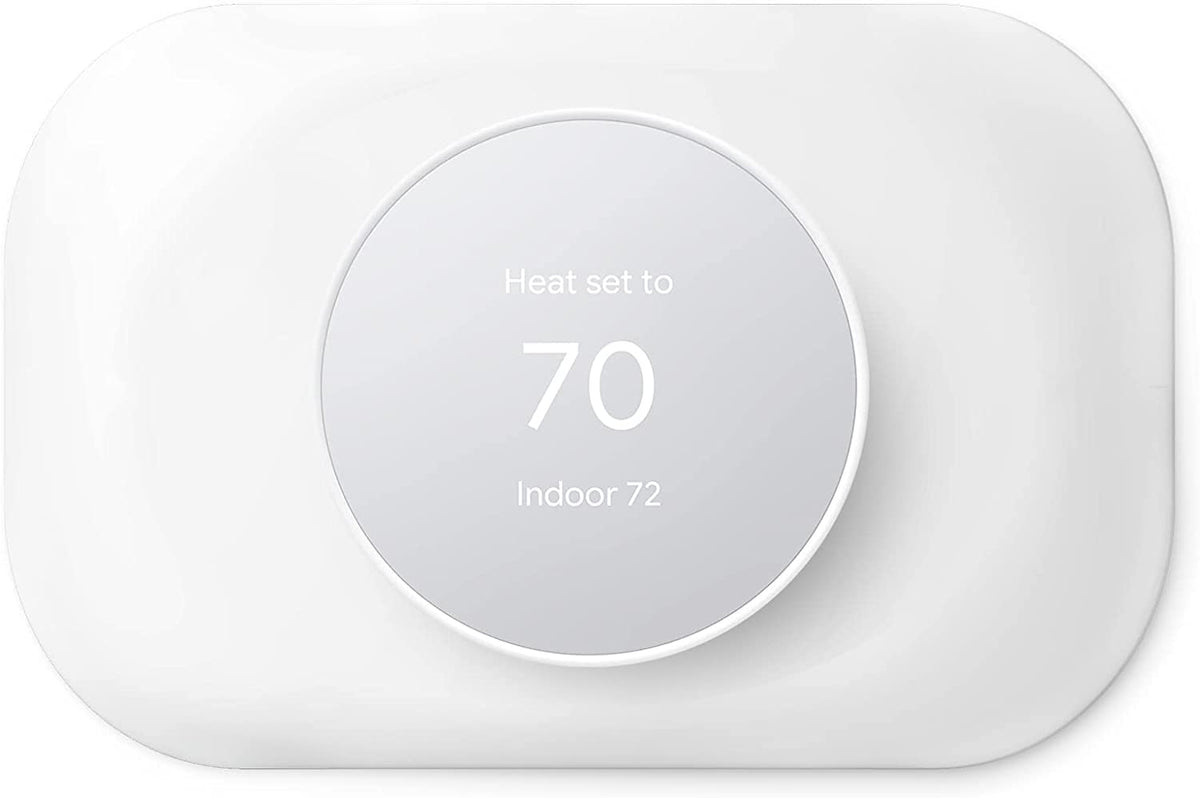 Petrichor Nest Thermostat Trim Snow wall plate enhances device appearance