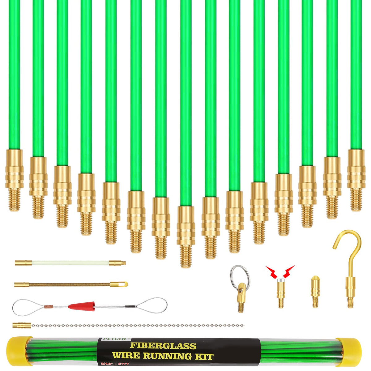 PETUOL 21-foot fiberglass rod kit assembly enables easier wiring through walls