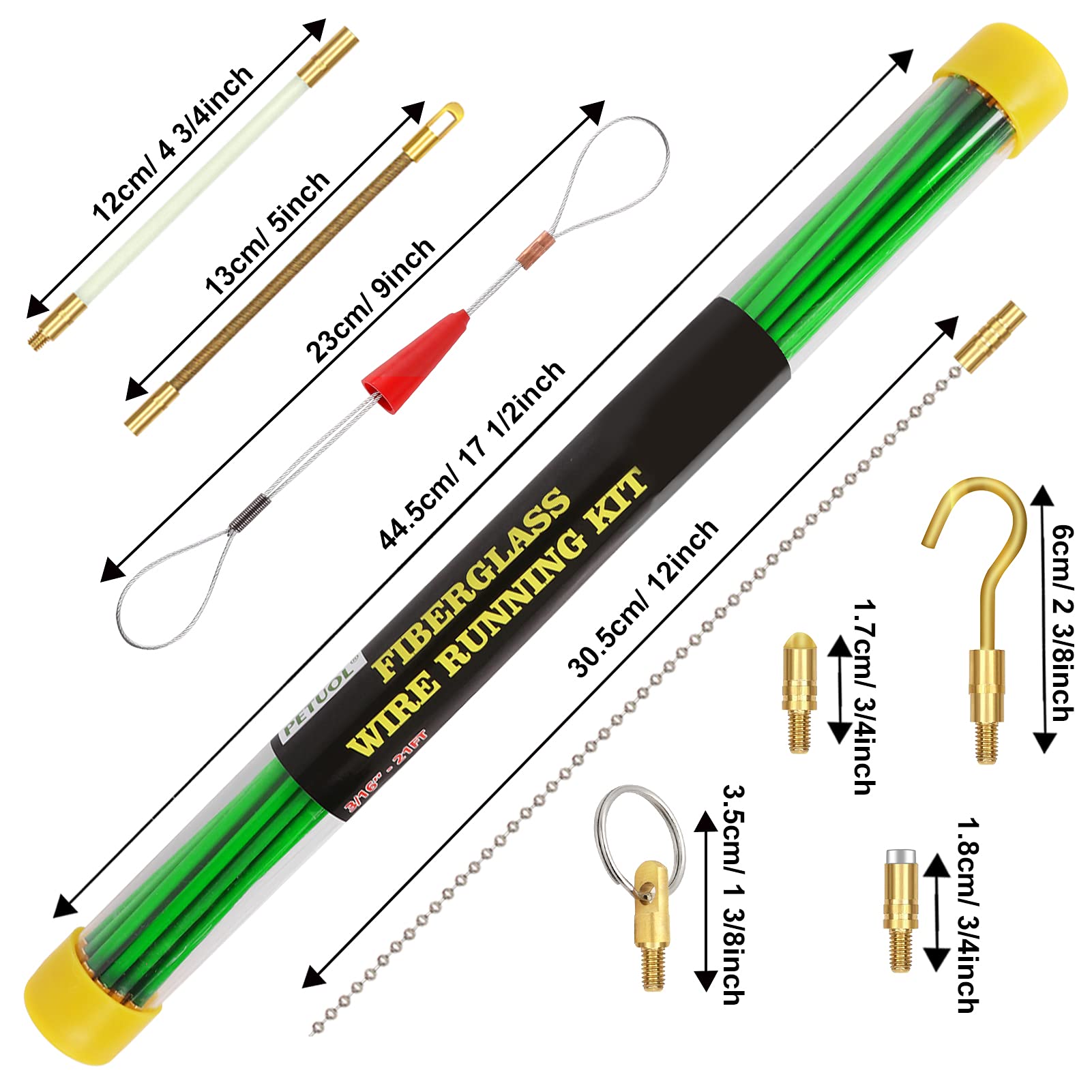 PETUOL glow-green rods improve visibility during cable pulling